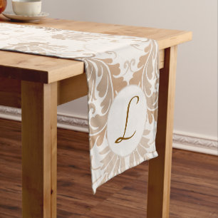 Camino De Mesa Mediano Paisley en la estética beige moderna Tan Brown Ini