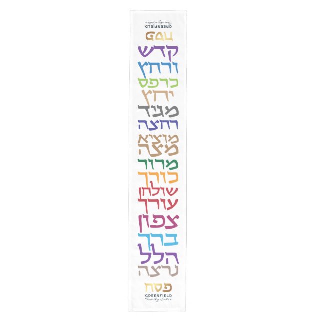 Camino De Mesa Mediano Passover Seder Hebreo moderno personalizado (Anverso)