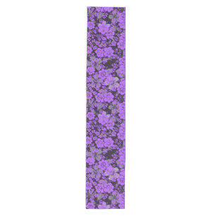 Camino De Mesa Mediano Patrón floral 15.Purple.b Negro BG