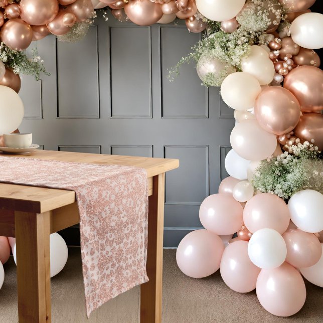 Camino De Mesa Mediano Pearls & Prosecco Rosa Gold Lace Bridal Shower (Subido por el creador)