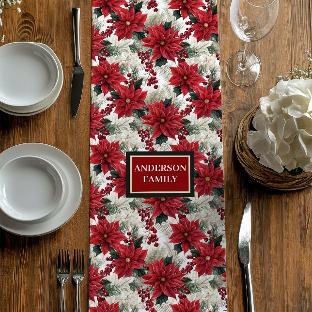 Camino De Mesa Mediano Personalized Holiday Runner Red Green Chic Touch (Personalized Holiday Runner Red Green Chic Touch)
