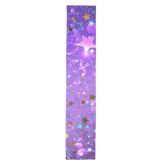 Camino De Mesa Mediano Purple foil background with Stars (Anverso)