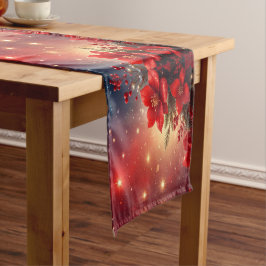 Camino De Mesa Mediano Red Christmas Floral Holiday Table Runner