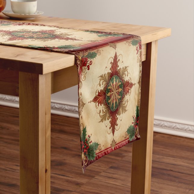 Camino De Mesa Mediano Red Decorative Holiday Table Runner (In Situ)