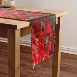 Camino De Mesa Mediano Red Flower Holiday Table Runner