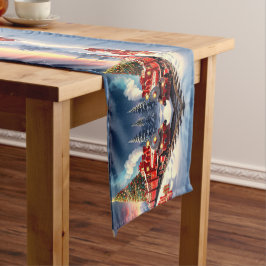 Camino De Mesa Mediano Red Train Christmas Tree Holiday Table Runner