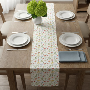 Camino De Mesa Mediano Runner Tablecloth with Delicate Wildflowers