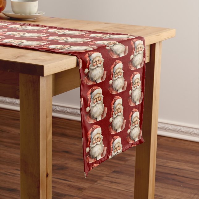 Camino De Mesa Mediano Santa Claus Retro Christmas Pattern (In Situ)