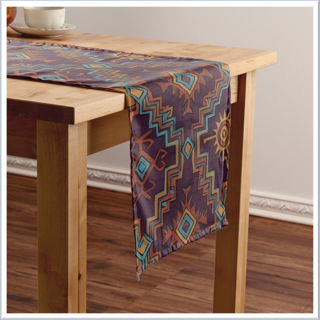 Camino De Mesa Mediano Southwest Tribal Gold Turquoise Dark Purple (Subido por el creador)
