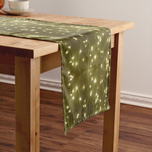 Camino De Mesa Mediano Sparkling Golden Lights Navidad Table Runner (In Situ)