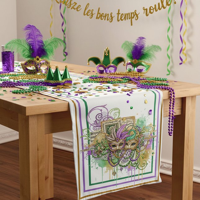 Camino De Mesa Mediano Splatter Mardi Gras collage (Subido por el creador)