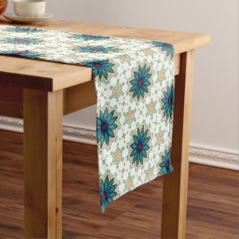 Camino De Mesa Mediano Teal Starburst Tile Pattern