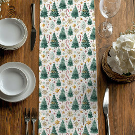 Camino De Mesa Mediano Trendy Christmas Trees Holiday Table Runner Design