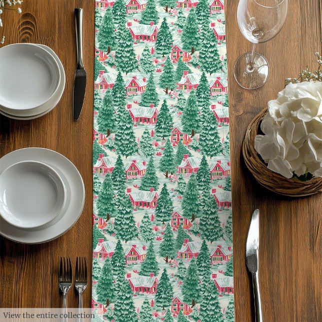 Camino De Mesa Mediano Trendy hot pink red preppy Christmas table runner (Trendy hot pink red preppy Christmas table runner)