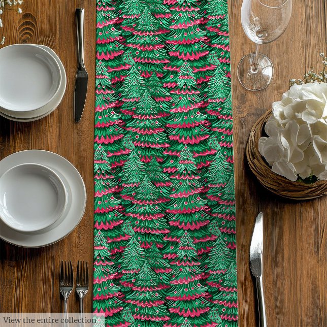 Camino De Mesa Mediano Trendy pink green preppy Christmas table runner (Trendy pink green preppy Christmas table runner)