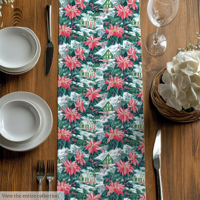 Camino De Mesa Mediano Ultra modern magenta green preppy Christmas runner (Ultra modern magenta green preppy Christmas runner)