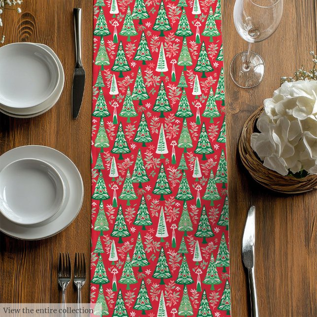 Camino De Mesa Mediano Ultra modern pink red preppy Christmas runner (Ultra modern pink red preppy Christmas runner)
