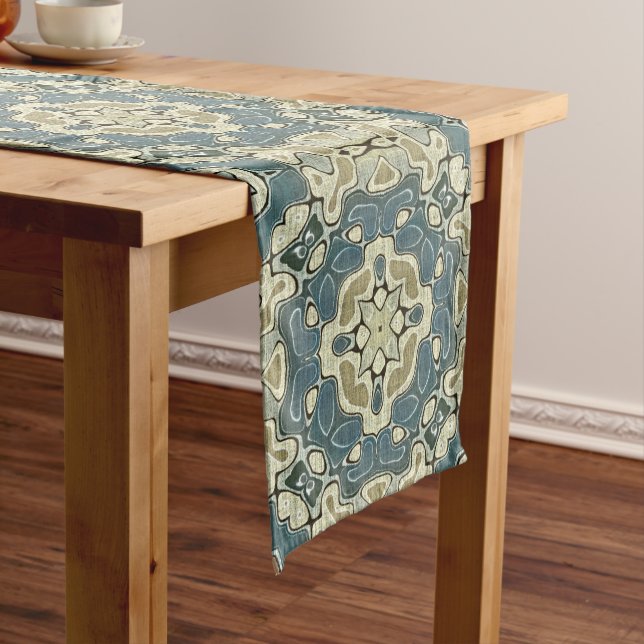 Camino De Mesa Mediano Verde azulado azul Verde gris naranja Hip Bohemian (In Situ)