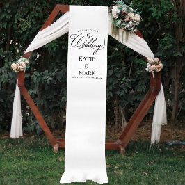 Camino De Mesa Mediano Welcome To Our Wedding Calligraphy Fabric Sign