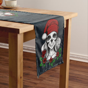 Camino De Mesa Mediano Whimsical Gothic Santa Skull Navidades