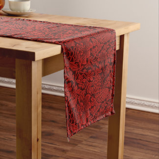 Camino De Mesa Mediano William Morris Vintage Flores Aves Rojas