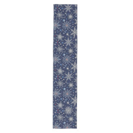 Camino De Mesa Mediano Winter Snowflake Table Runner – Festive Blue