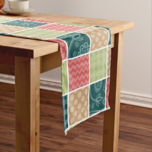Camino De Mesa Mediano Zigzag, Chevron, Gingham, Puertos Polka, Patchwork