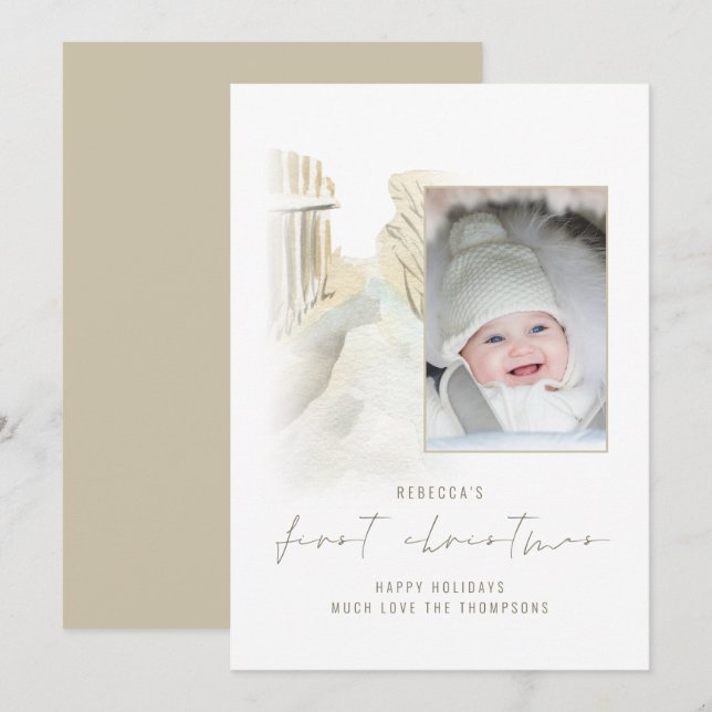 Camino de nieve de invierno Foto del bebé Primera  (Anverso / Reverso)