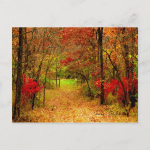 Camino de otoño en la tarjeta postal de agradecimi