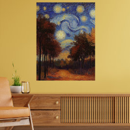 Camino de Otoño Estrellado – Póster de Estilo Impr