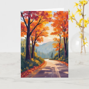 Camino de Otoño   Tarjeta de Hojas de Follaje de O