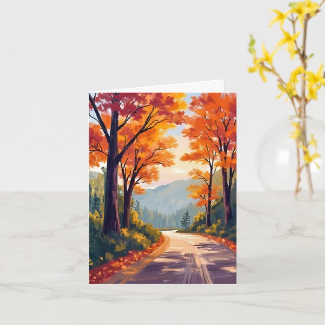 Camino de Otoño | Tarjeta de Hojas de Follaje de O (flor amarilla)