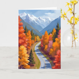 Camino de Otoño   Tarjeta de Naturaleza de Acuarel