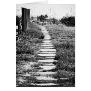 Camino de rock por la colina en blanco y negro