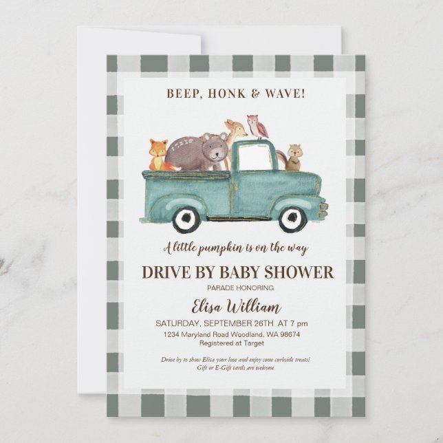 Camino De Woodland Por Invitación De Baby Shower (Anverso)