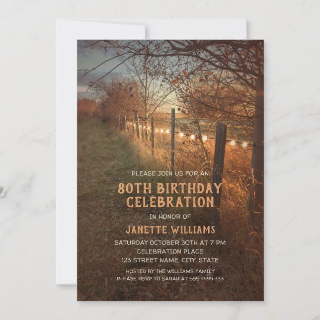 Camino rústico por la granja 80 invitaciones de cu (Anverso)