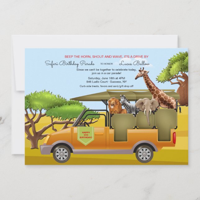 Camino Safari de Cumpleaños Por Invitación (Anverso)