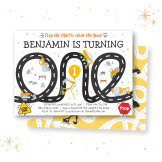 Caminos de construcción 1ª invitación de cumpleaño