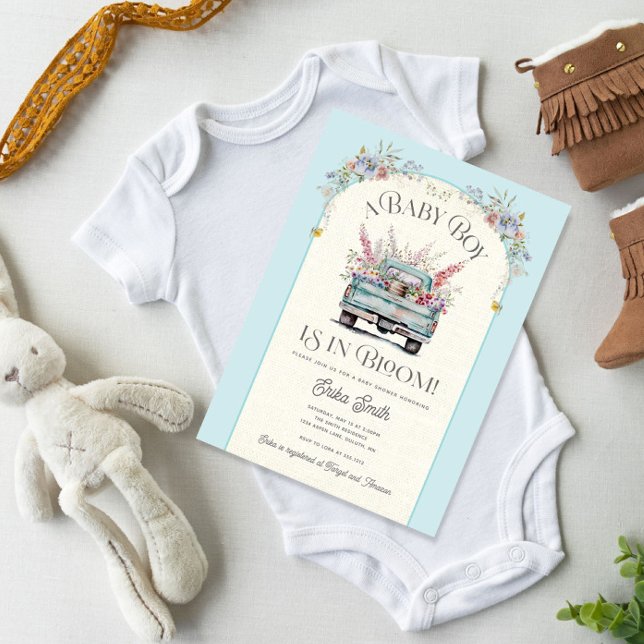 Camión azul bebé en una invitación de Baby Shower  (Subido por el creador)