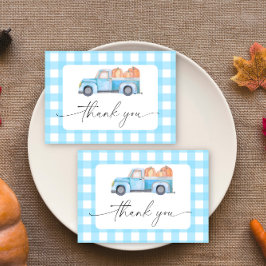 Camión azul de calabaza tarjeta de agradecimiento