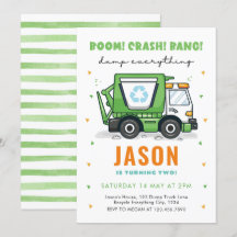 Camión basura Fiesta de basura invitación de cumpl
