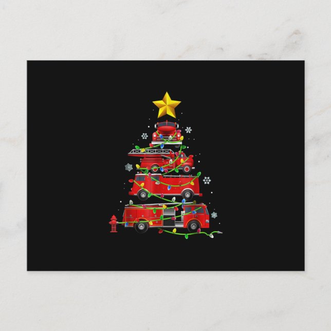 Camión de bomberos árbol de Navidad hombres mujere (Anverso)