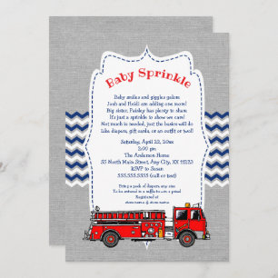 Camión de bomberos Baby Invitación a rociar, gris 