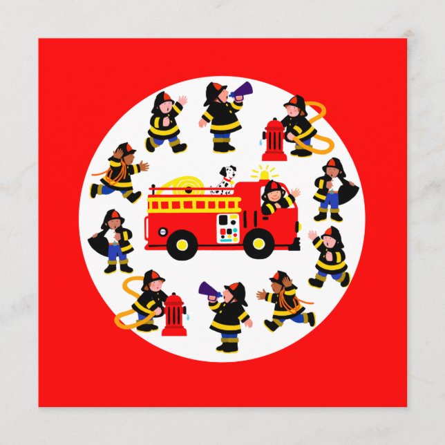 Camión de bomberos con bomberos ocupados (Anverso)