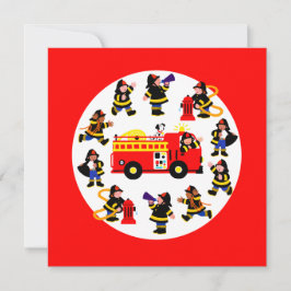 Camión de bomberos con bomberos ocupados