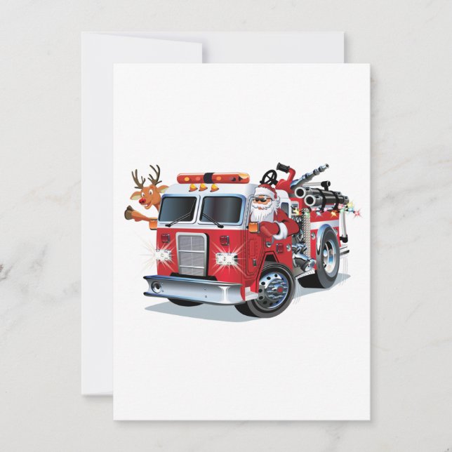 Camión de bomberos de Navidad de dibujos animados (Anverso)