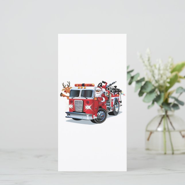 Camión de bomberos de Navidad de dibujos animados (Anverso de pie)