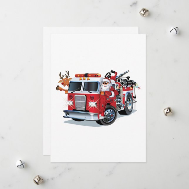 Camión de bomberos de Navidad de dibujos animados (Anverso/Reverso In Situ)
