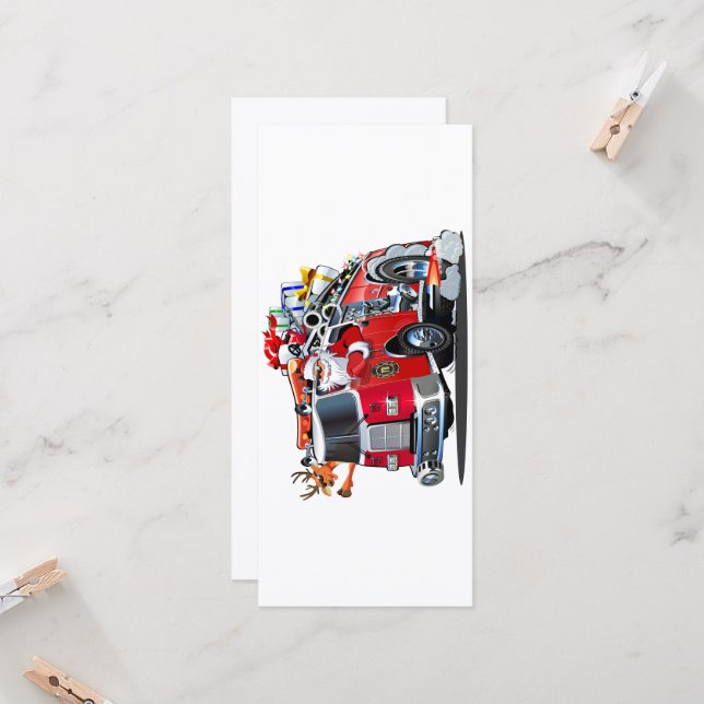Camión de bomberos de Navidad de dibujos animados (Anverso/Reverso In Situ)