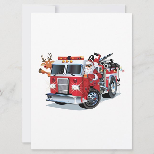 Camión de bomberos de Navidad de dibujos animados (Anverso)